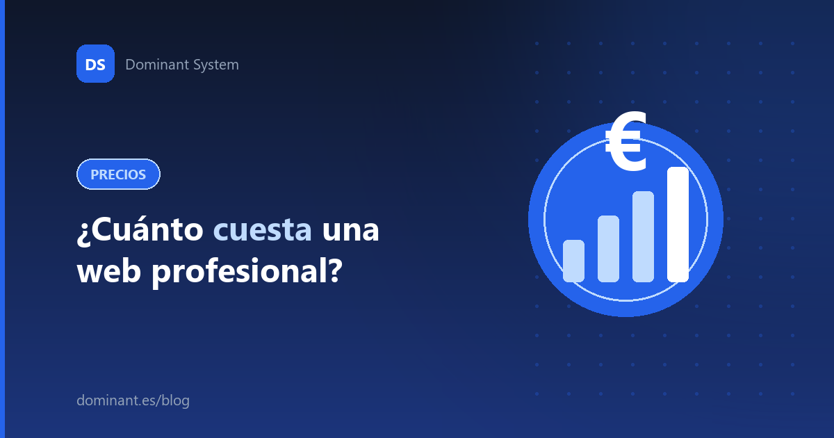Ilustración: ¿cuánto cuesta una web profesional? con símbolo de euro y gráfico de barras