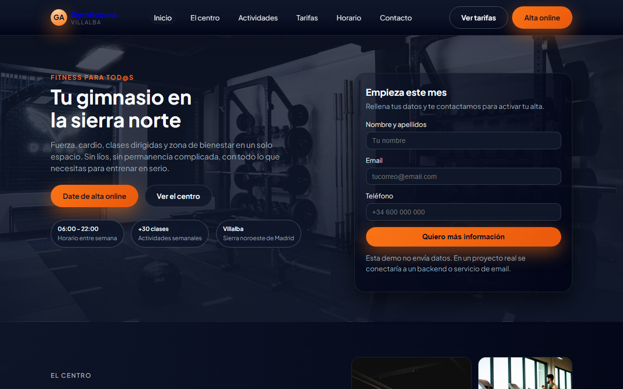 GymAccess · web de gestión de acceso a gimnasio